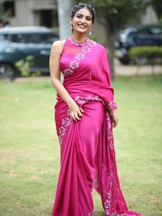 Ananya Nagalla in saree stills at Anveshi Movie Trailer Launch