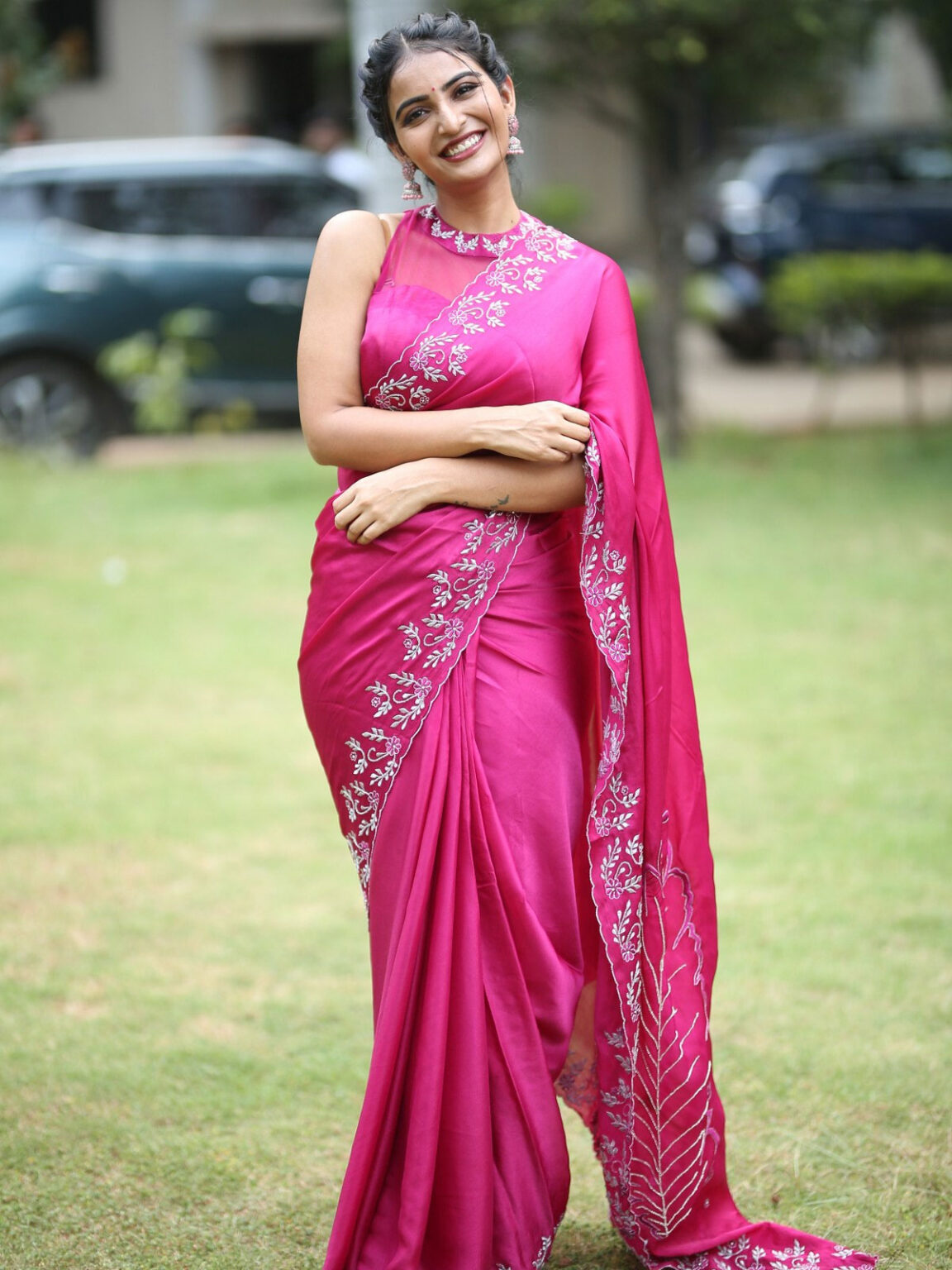 Ananya Nagalla in saree stills at Anveshi Movie Trailer Launch - South ...