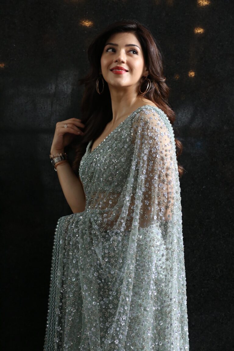Mehreen Pirzada in green sequin saree HD stills - South Indian Actress