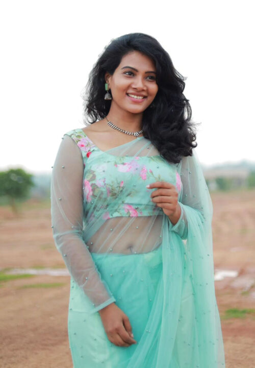 Dhivya Duraisamy sizzles in chiffon saree