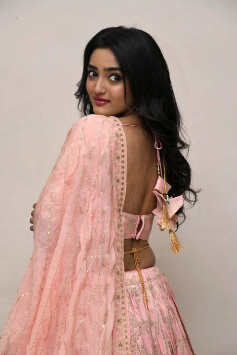 Hrithika Srinivas in peach lehenga photos