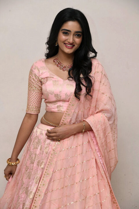 Hrithika Srinivas in peach lehenga photos