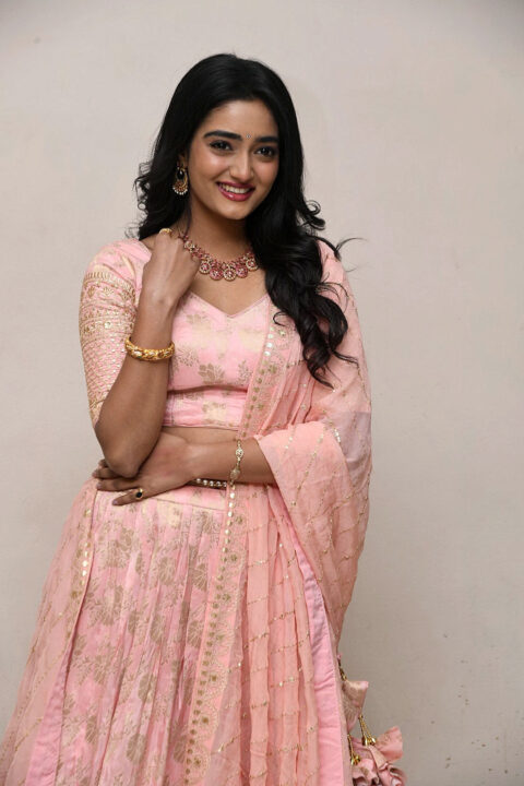 Hrithika Srinivas in peach lehenga photos