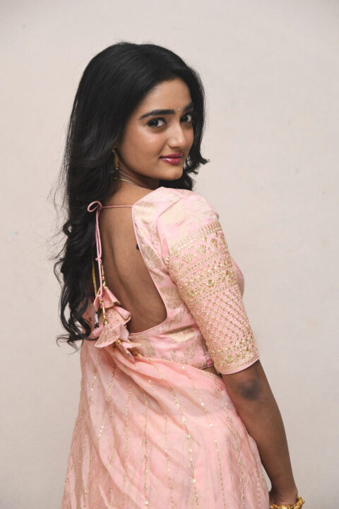 Hrithika Srinivas in peach lehenga photos