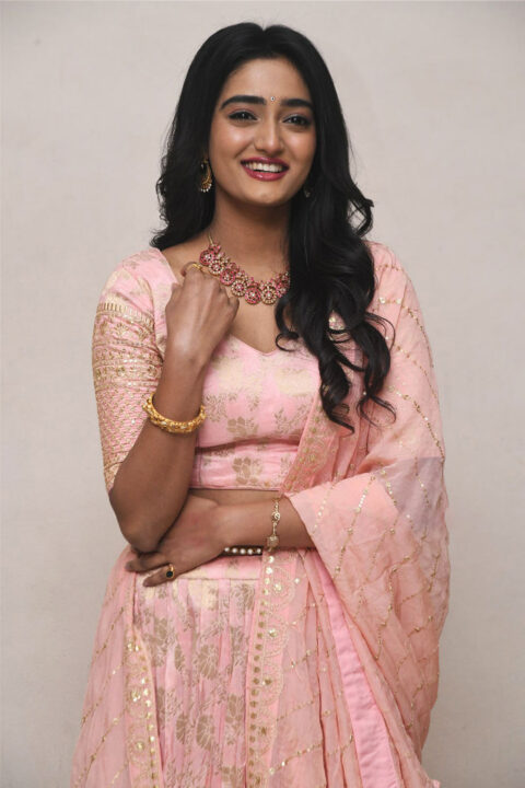 Hrithika Srinivas in peach lehenga photos