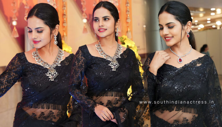 Priyanka Chowdary in black saree photos