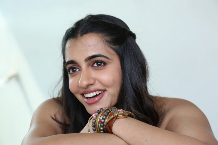 Maanasa Choudhary stills at Bubble Gum movie promotions