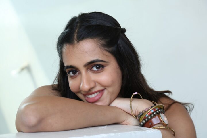 Maanasa Choudhary stills at Bubble Gum movie promotions