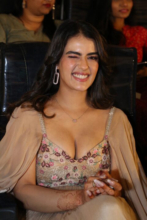 Kavya Thapar cleavage photos at Eagle movie trailer launch
