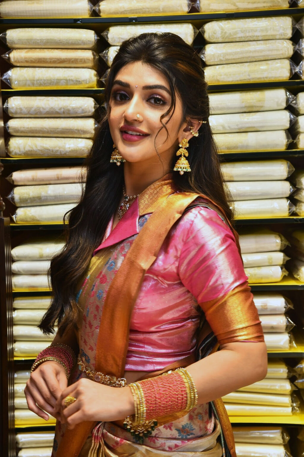 Sreeleela in saree stills at CMR Family Mall launch - South Indian Actress