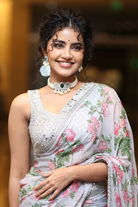 Anupama Parameswaran in floral saree photos