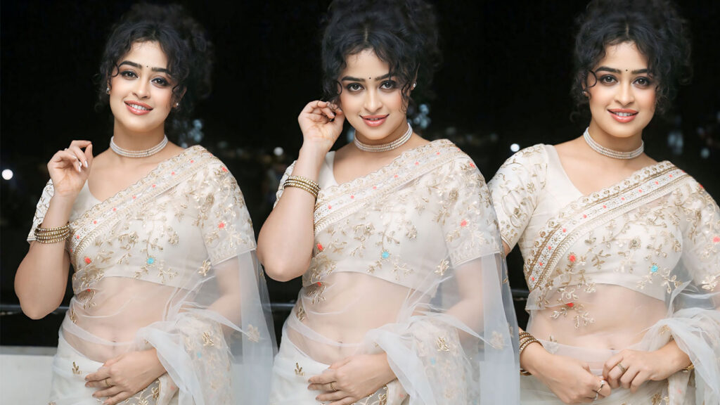 Apsara Rani in saree stills at Thalakona movie pre release