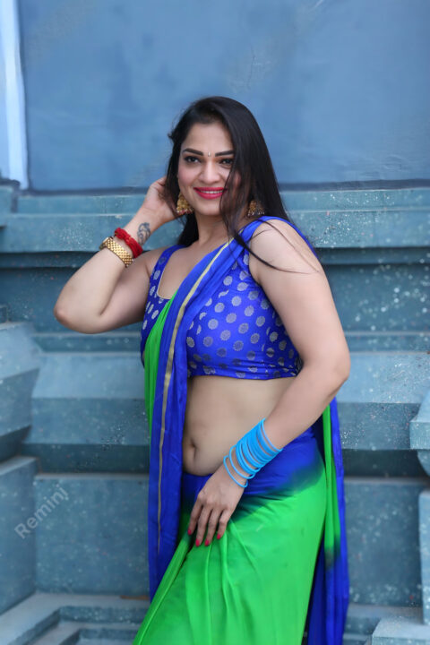 Ashwini Sree hot navel stills in saree