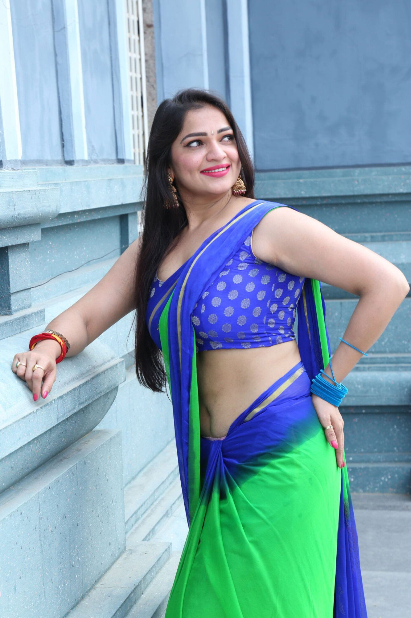 Ashwini Sree hot navel stills in saree - South Indian Actress