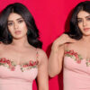 Megha Shetty in pink bodycon dress photos