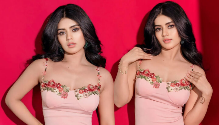 Megha Shetty in pink bodycon dress photos