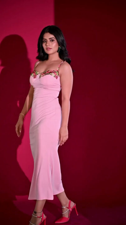 Megha Shetty in pink bodycon dress photos