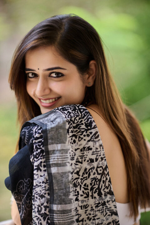 Ashika Ranganath in black saree photoshoot stills
