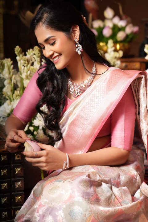 Kethna Raj in pink silk saree photos