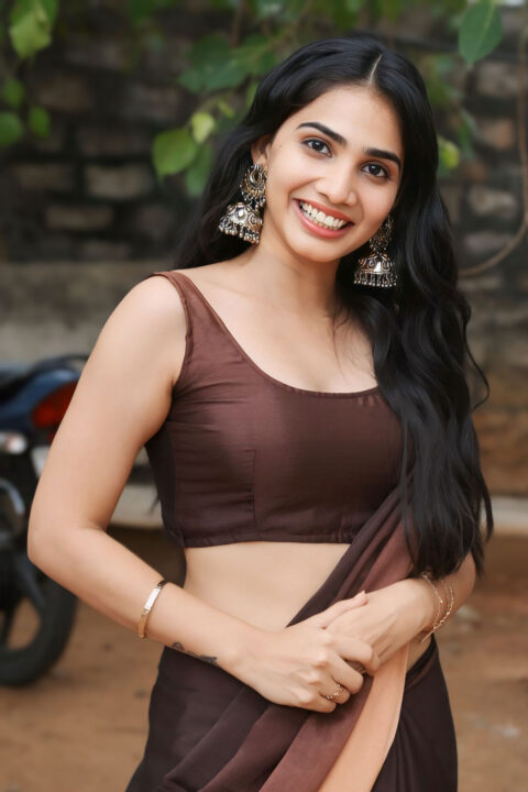 Shagnasri Venun Stunning Saree Look at Press Meet