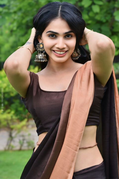 Shagnasri Venun Shines in Saree at Press Meet