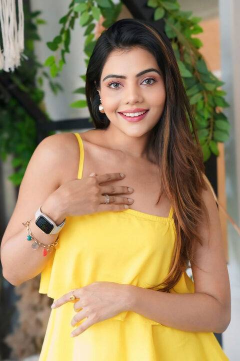 Advika Shekhhar in Stylish Yellow at Hyderabad Launch