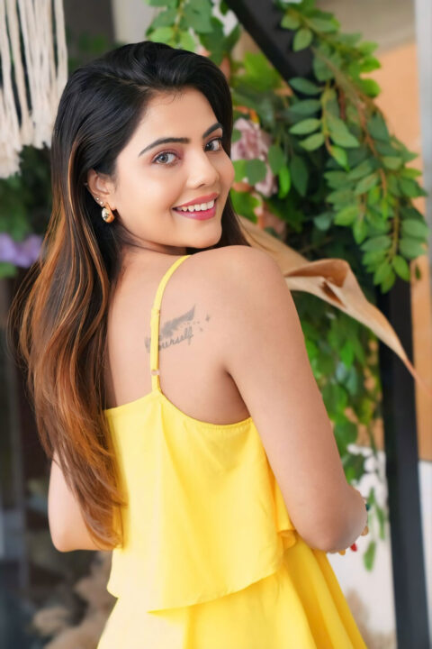 Advika Shekhhar in Yellow at Hyderabad Studio Launch