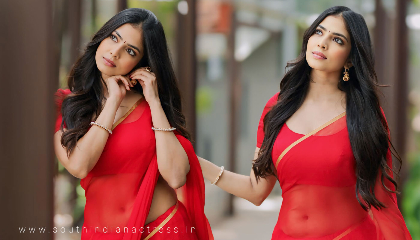 Malavika Mohanan Sizzles in Red Saree for Thangalaan