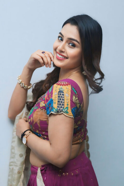 Mokksha Beautiful Lehenga Stills at Press Meet