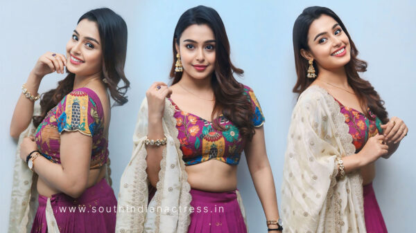 Mokksha in Stunning Lehenga at Alanati Ramachandrudu Press Meet