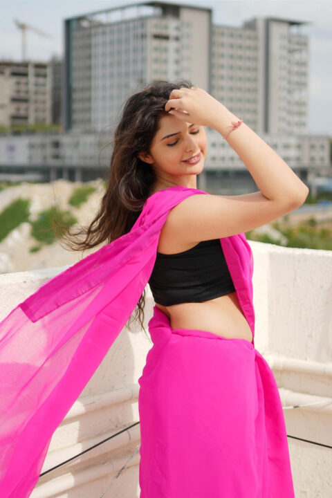 Vedvika Soni Hot Pink Saree Look