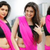 Vedvika Soni hot navel stills in pink saree