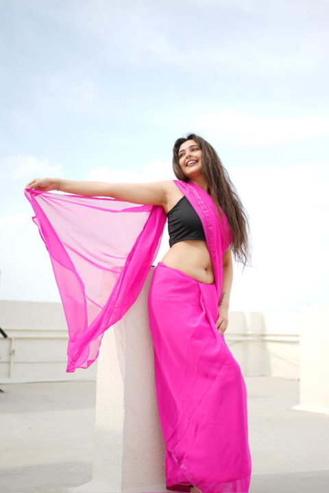 Vedvika Soni Sexy Look in Pink Saree