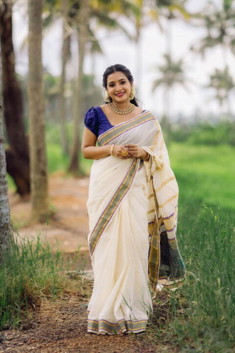 Alphy Panjikaran Glows in Kerala Saree for Onam 2024