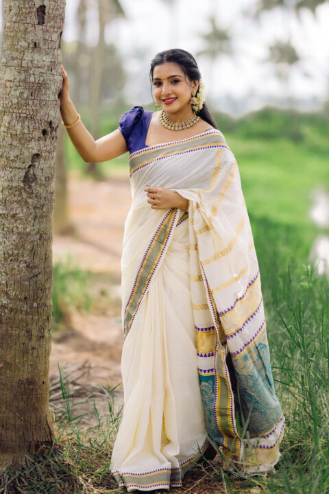 Alphy Panjikaran in Stunning Kerala Saree for Onam 2024