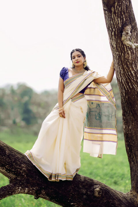 Alphy Panjikaran Sizzles in Kerala Saree for Onam 2024