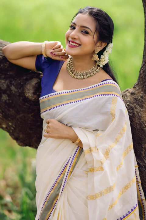 Alphy Panjikaran in Kerala Saree for Onam 2024 Photoshoot