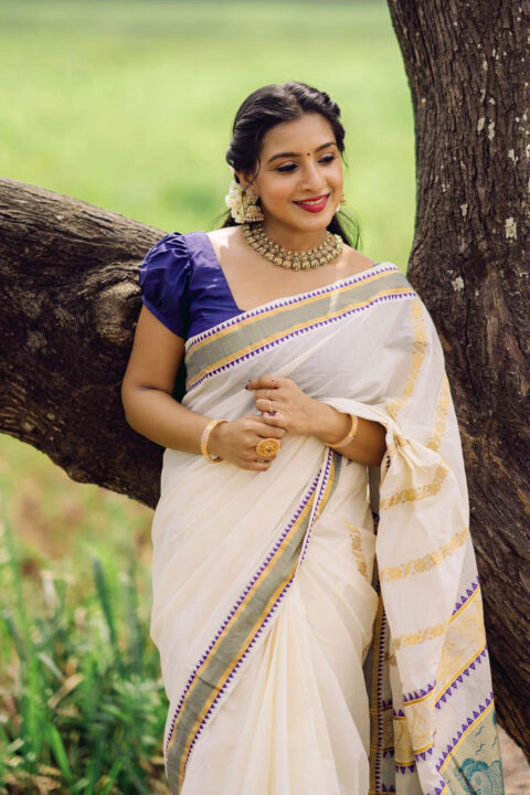 Alphy Panjikaran Stuns in Kerala Saree for Onam 2024 Shoot