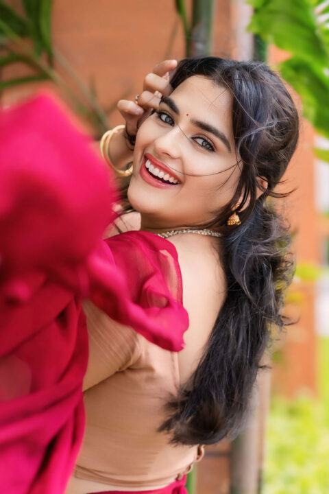 avya Kalyanram Looks Stunning in Half Saree and Shawl