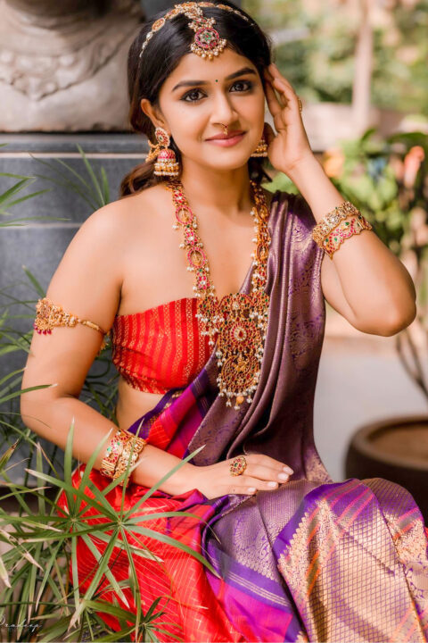 Sanjana Anand in Handloom Kattam Saree by Aishwarya Sai K