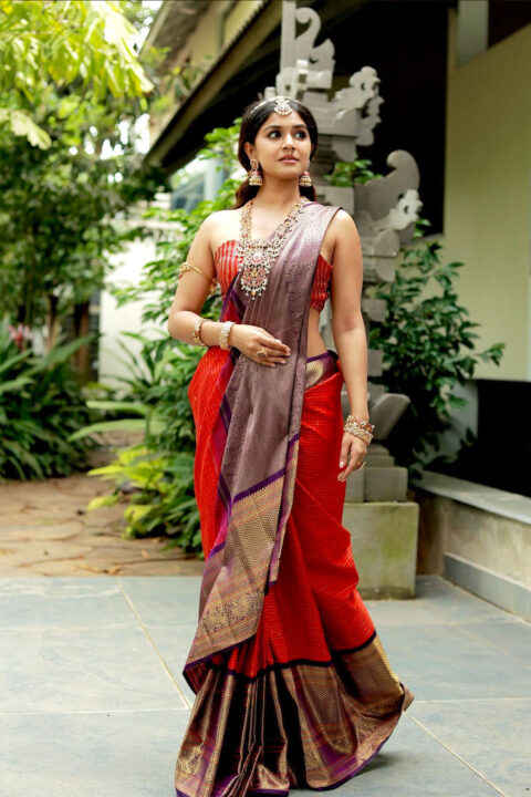 Sanjana Anand Graceful Look in Kattam Saree