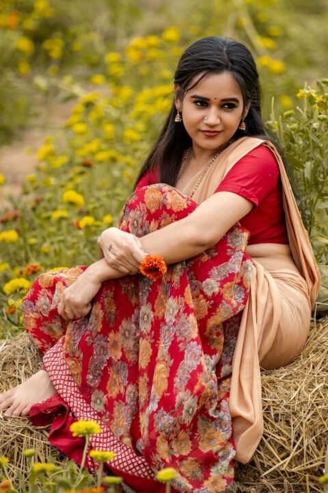 Shivani Mahi Rustic Look in Half Saree