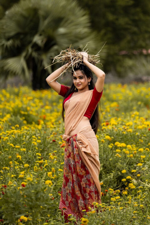 Shivani Mahi in Vibrant Half Saree as Village Girl