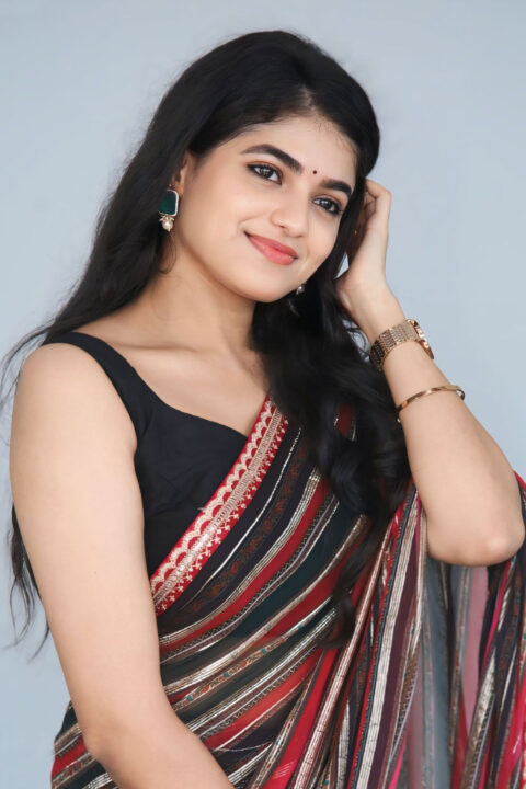 Sangeerthana Vipin in Multicolour Saree at Janaka Aithe Ganaka