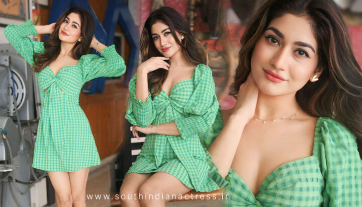 Sneha Malviya in Light Green Dress at Average Student Nani Interview