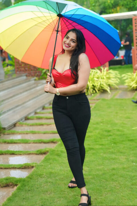 Ashwini Sree Turns Up the Heat in Red Corset and Black Pants