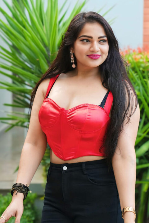 Ashwini Sree Slays in Red Corset Top Paired with Black Pants