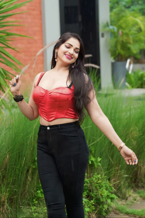 Ashwini Sree Stunning Red Corset and Black Pants Combo