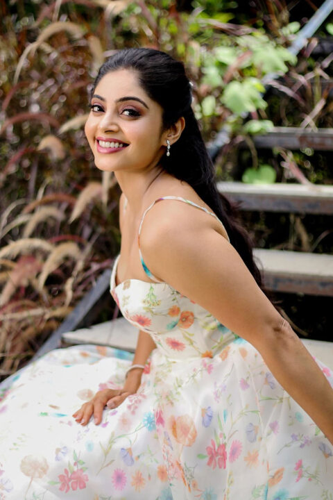 Bhavana Rao Elegant Floral Midi Dress Photos