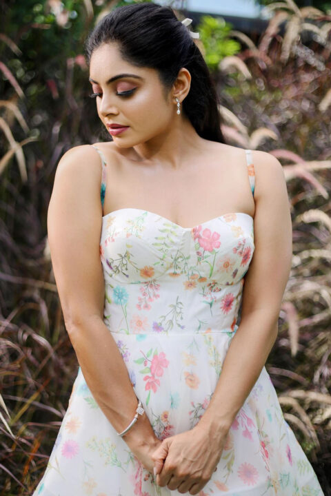 Bhavana Rao Shines in Floral Midi Dress Photoshoot